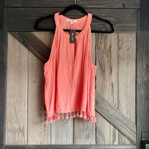 NWT Miss Me pink fringe tank top size small